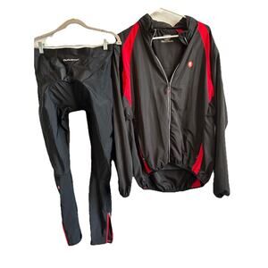 Qualidyne Men's Cycling Padded Pants And Matching Jacket Running Set LARGE